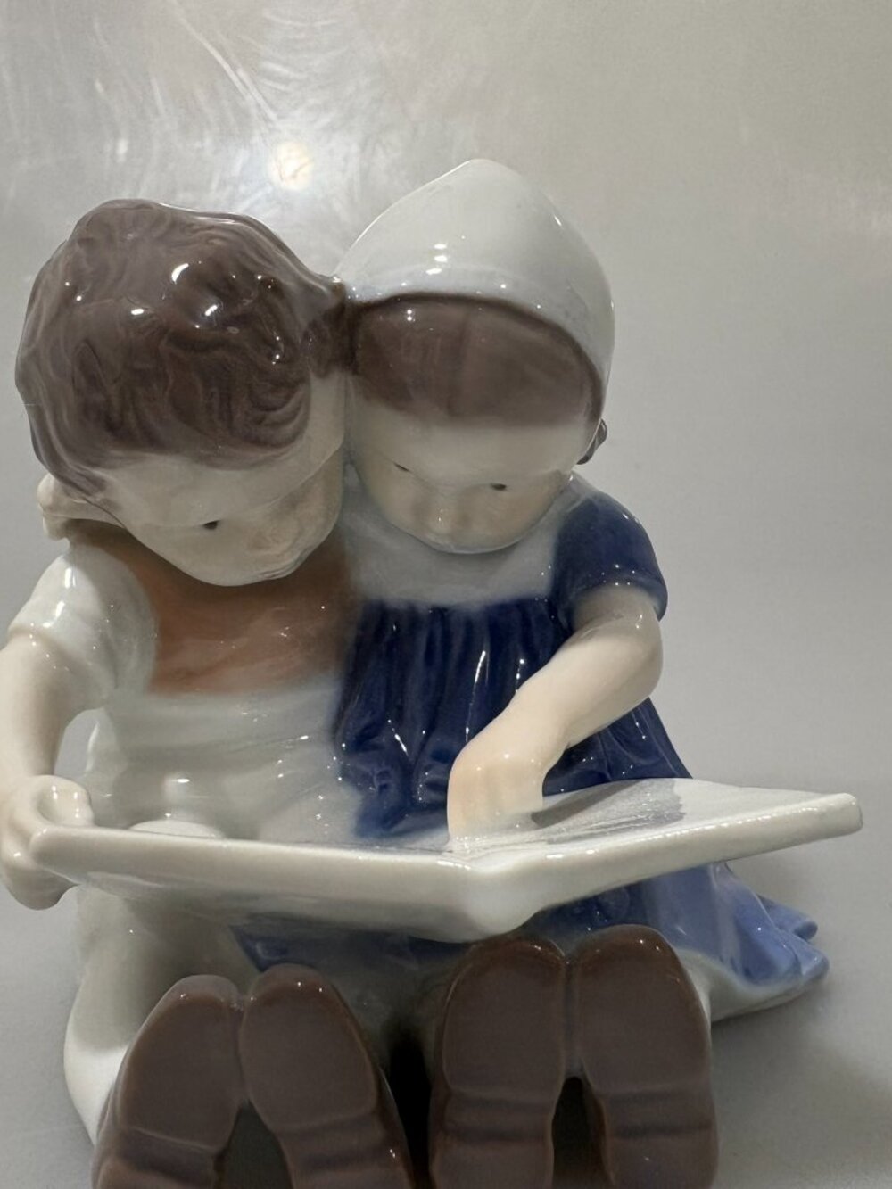 Bing & Grondahl 1567 Children Reading Book Porcelain Figurine Vintage Denmark - Picture 5 of 6